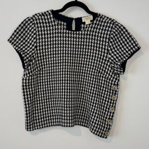 Maeve by Anthropologie Black & White Gingham Textured Top Size US 10